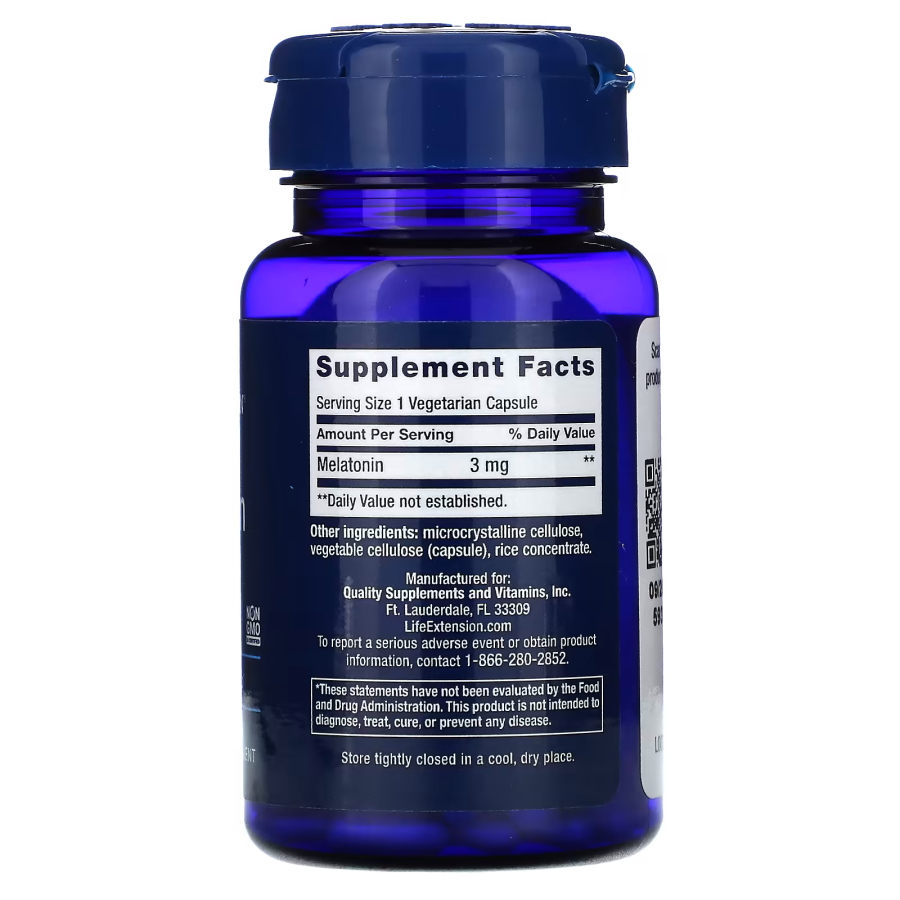 Натуральна добавка Life Extension Melatonin 3 mg, 60 вегакапсул. Фото 2