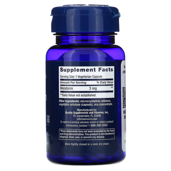 Натуральна добавка Life Extension Melatonin 3 mg, 60 вегакапсул. Фото 2