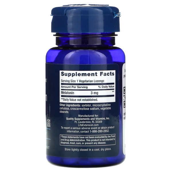 Натуральна добавка Life Extension Melatonin 3 mg, 60 льодяників. Фото 2