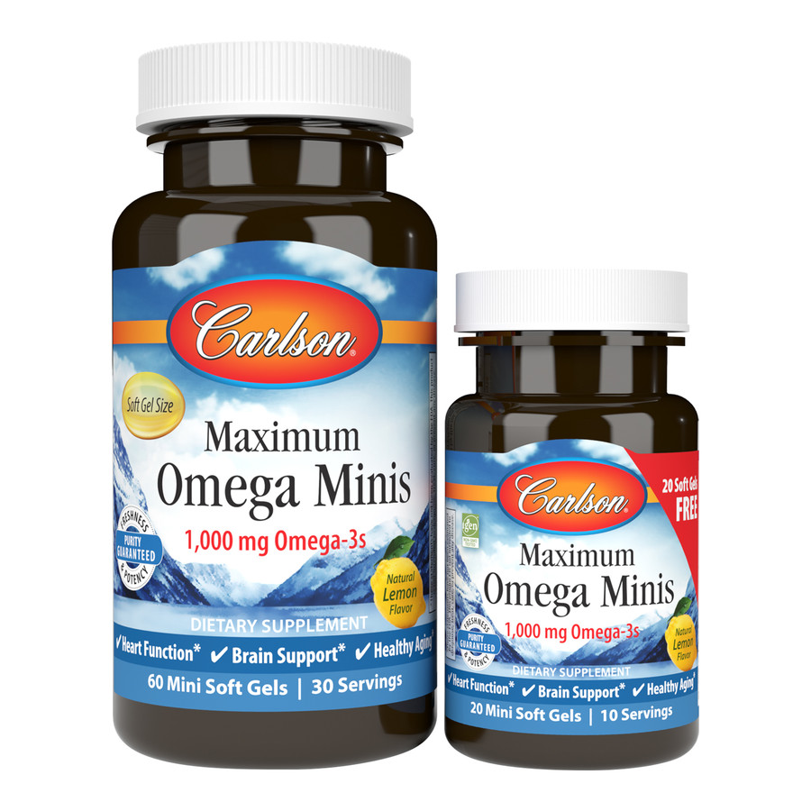 Жирні кислоти Carlson Labs Maximum Omega Minis, 60+20 капсул