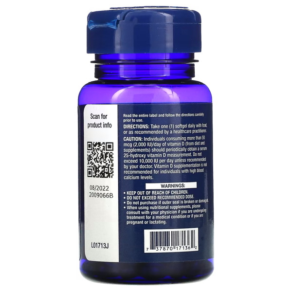 Витамины и минералы Life Extension Vitamin D3 5000 IU, 60 капсул. Фото 3