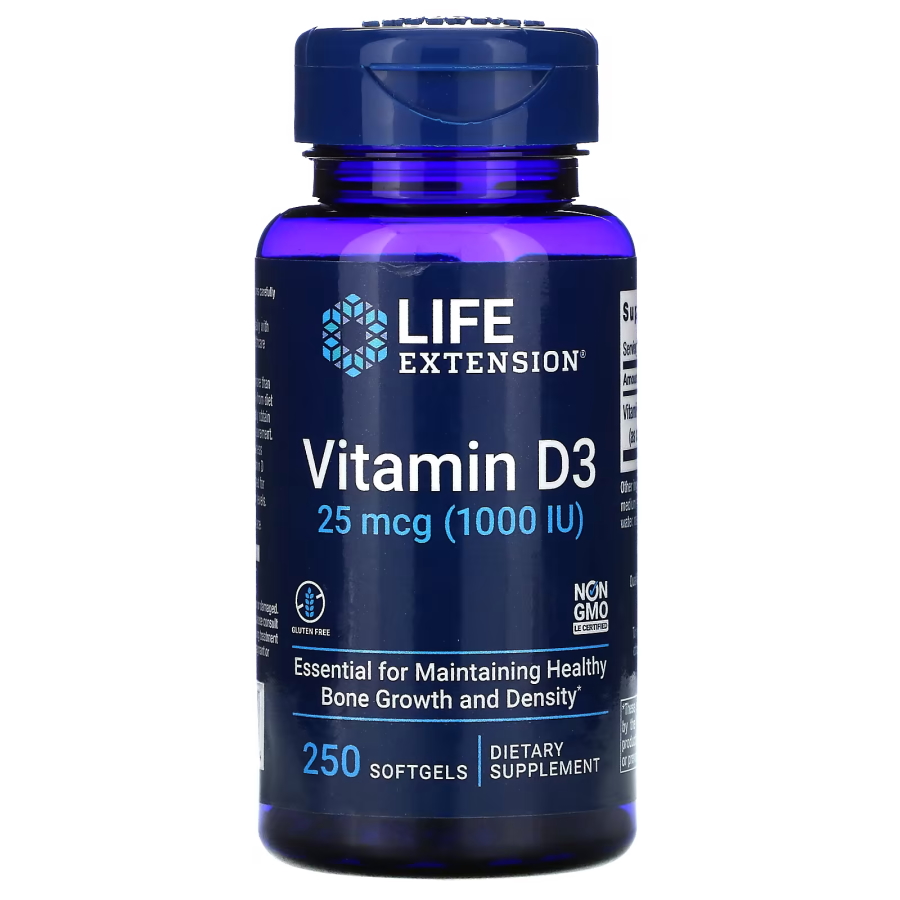 Вітаміни та мінерали Life Extension Vitamin D3 1000 IU, 250 капсул
