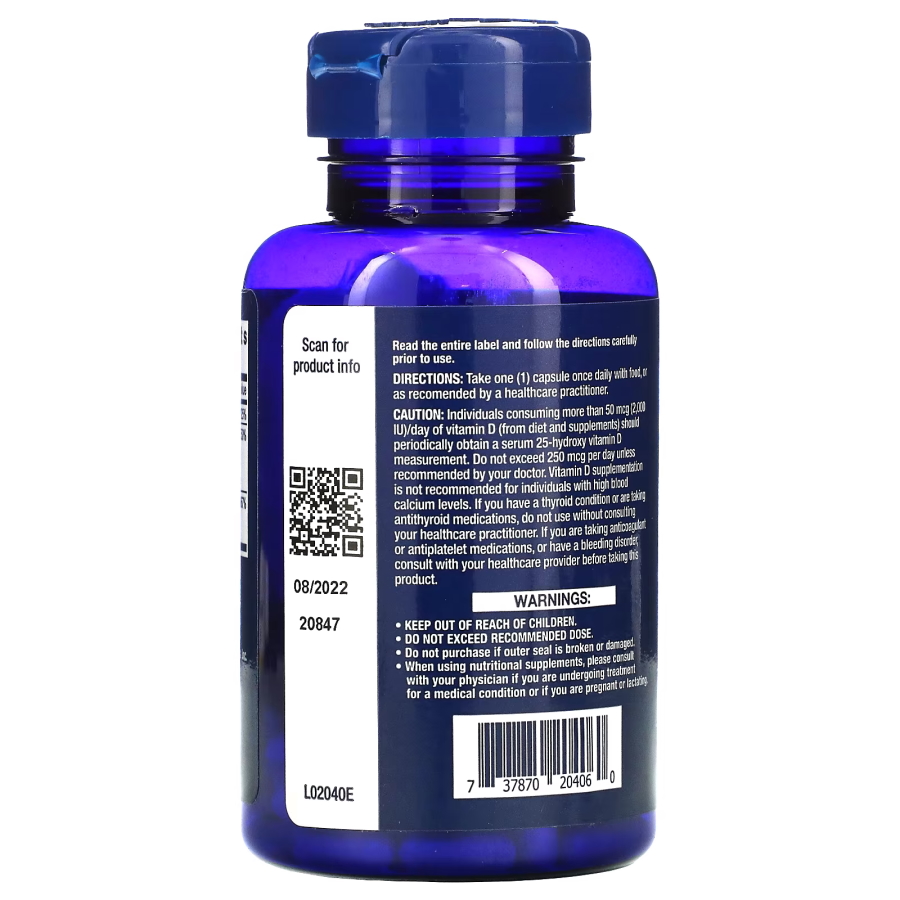 Витамины и минералы Life Extension Vitamins D and K with Sea-Iodine, 60 капсул. Фото 3