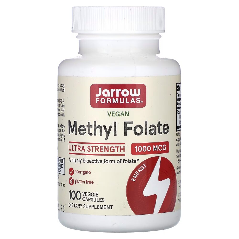 Витамины и минералы Jarrow Formulas Vegan Methyl Folate 1000 mcg, 100 вегакапсул
