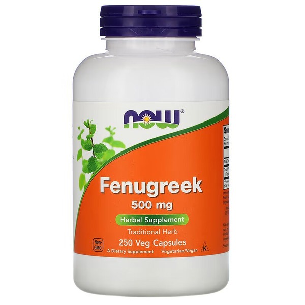 Натуральна добавка NOW Fenugreek 500 mg, 250 капсул