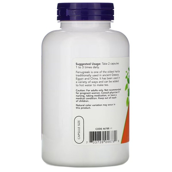 Натуральна добавка NOW Fenugreek 500 mg, 250 капсул. Фото 3