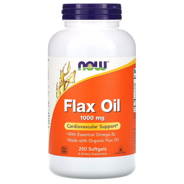 Жирні кислоти NOW Flax Oil 1000 mg, 250 капсул