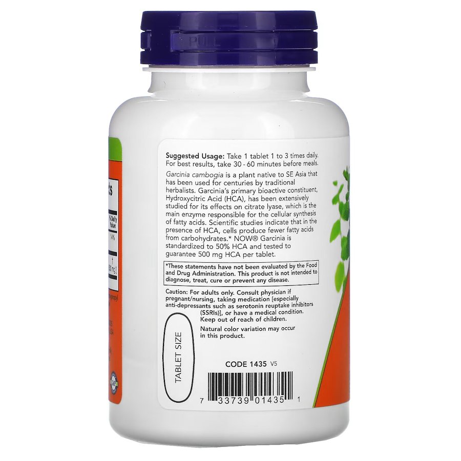 Натуральна добавка NOW Garcinia 1000 mg, 120 таблеток. Фото 3