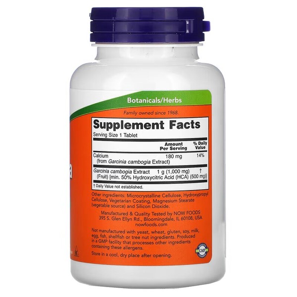 Натуральна добавка NOW Garcinia 1000 mg, 120 таблеток. Фото 2