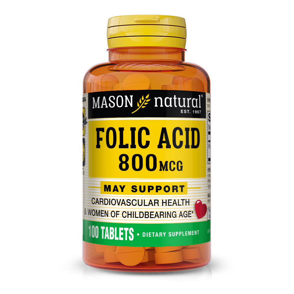 Витамины и минералы Mason Natural Folic Acid 800 mcg, 100 таблеток