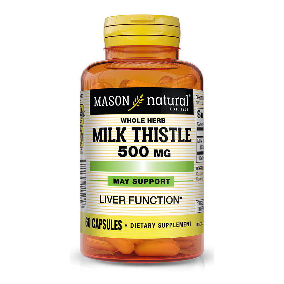Натуральная добавка Mason Natural Milk Thistle 500 mg Whole Herb, 60 капсул