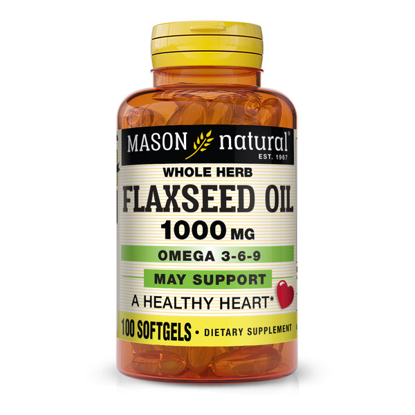 Жирні кислоти Mason Natural Flax Seed Oil 1000 mg Whole Herb, 100 капсул