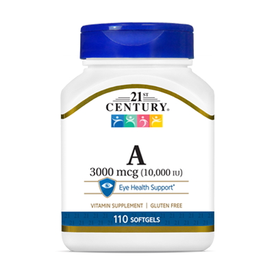 Витамины и минералы 21st Century Vitamin A 3000 mcg, 110 капсул
