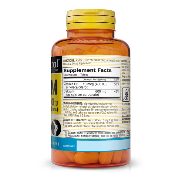 Витамины и минералы Mason Natural Calcium 600 mg mg Plus Vitamin D3, 100 таблеток. Фото 2