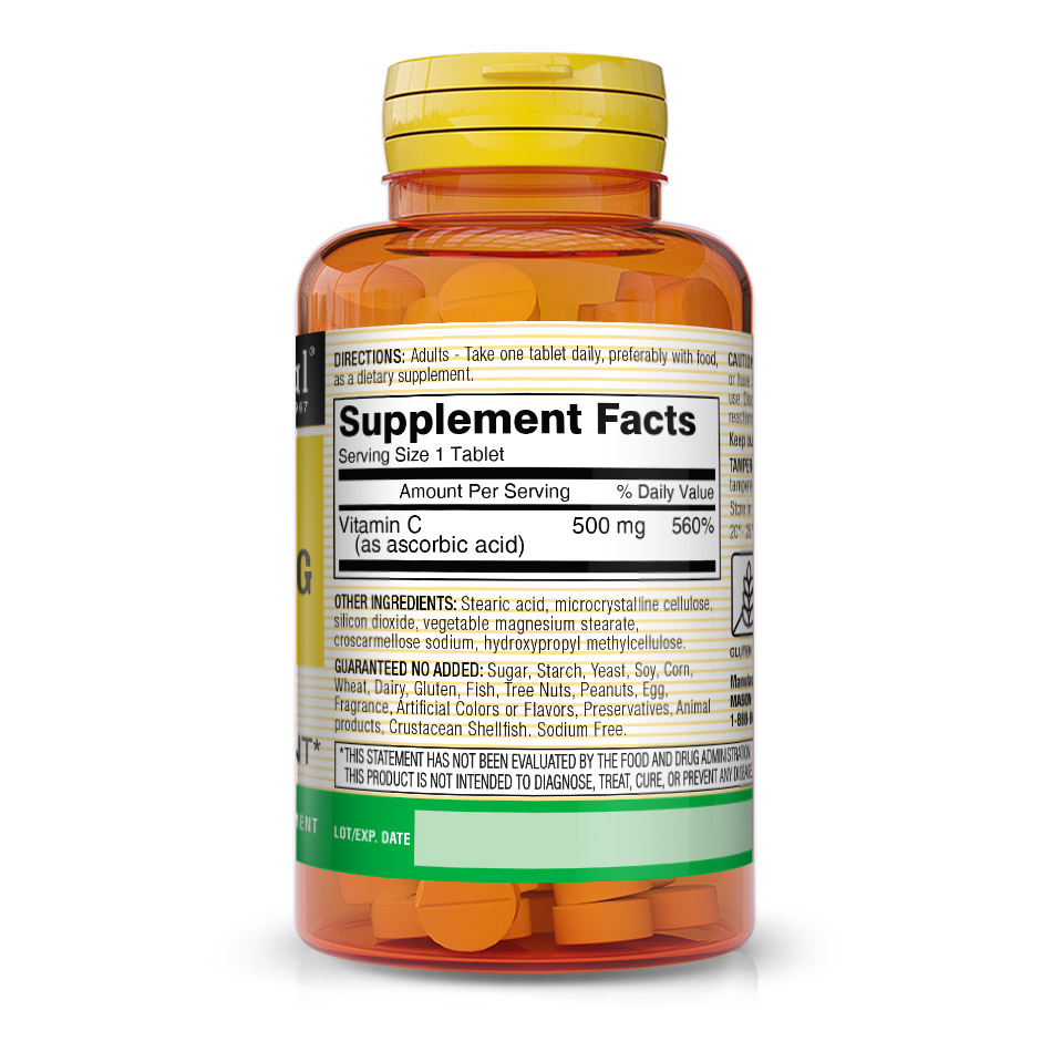 Витамины и минералы Mason Natural Vitamin C 500 mg, 100 таблеток. Фото 2