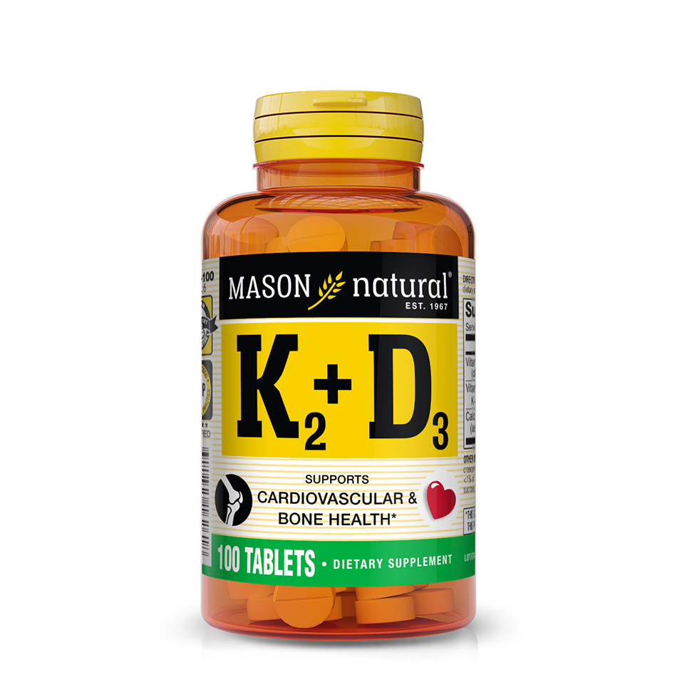 Витамины и минералы Mason Natural Vitamin K2 100 mcg plus Vitamin D3, 100 таблеток