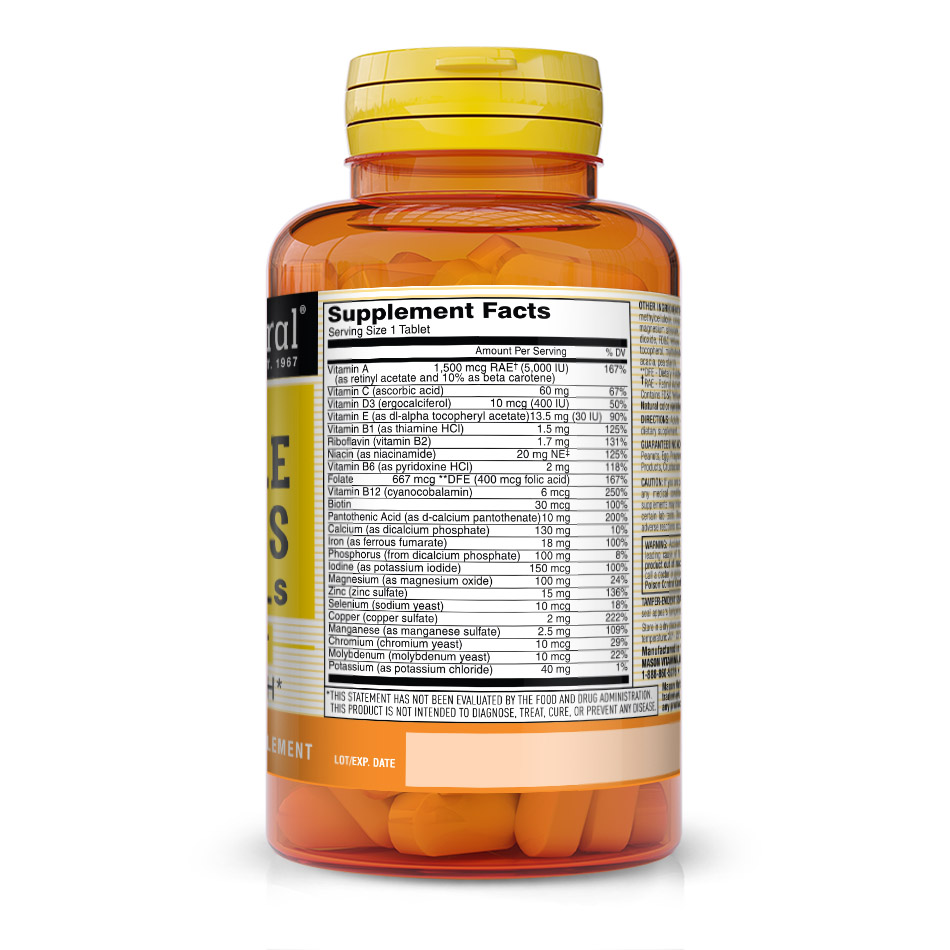 Витамины и минералы Mason Natural Daily Multiple Vitamins with Minerals, 60 таблеток. Фото 2