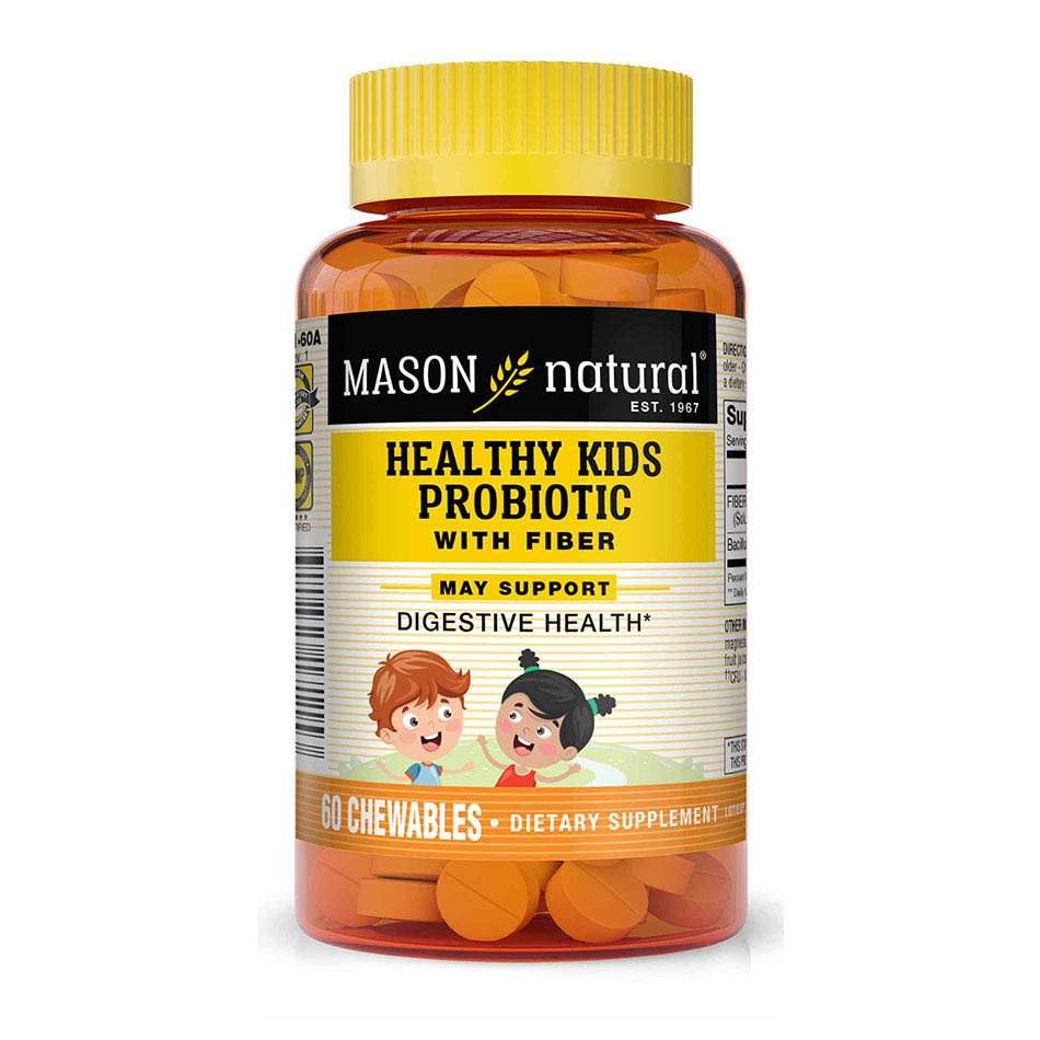 Пробіотики і пребіотики Mason Natural Healthy Kids Probiotic With Fiber Chewables, 60 жувальних таблеток