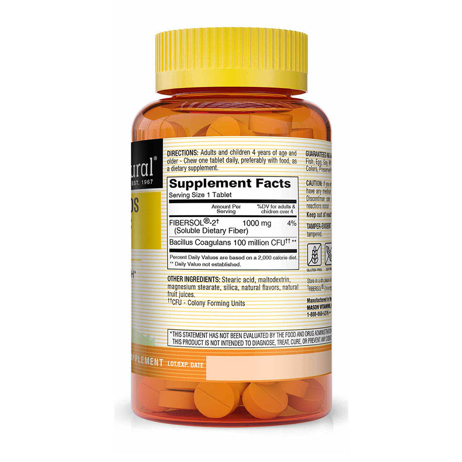 Пробіотики і пребіотики Mason Natural Healthy Kids Probiotic With Fiber Chewables, 60 жувальних таблеток. Фото 2