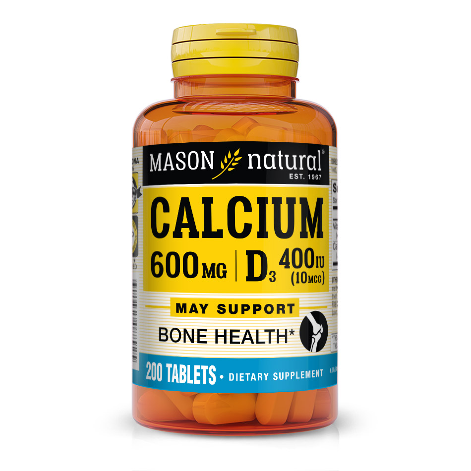Витамины и минералы Mason Natural Calcium 600 mg mg Plus Vitamin D3, 200 таблеток
