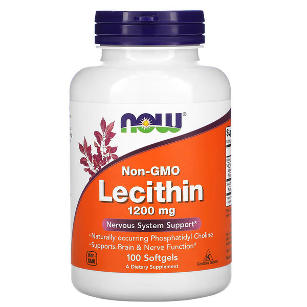 Натуральная добавка NOW Lecithin 1200 mg, 100 капсул