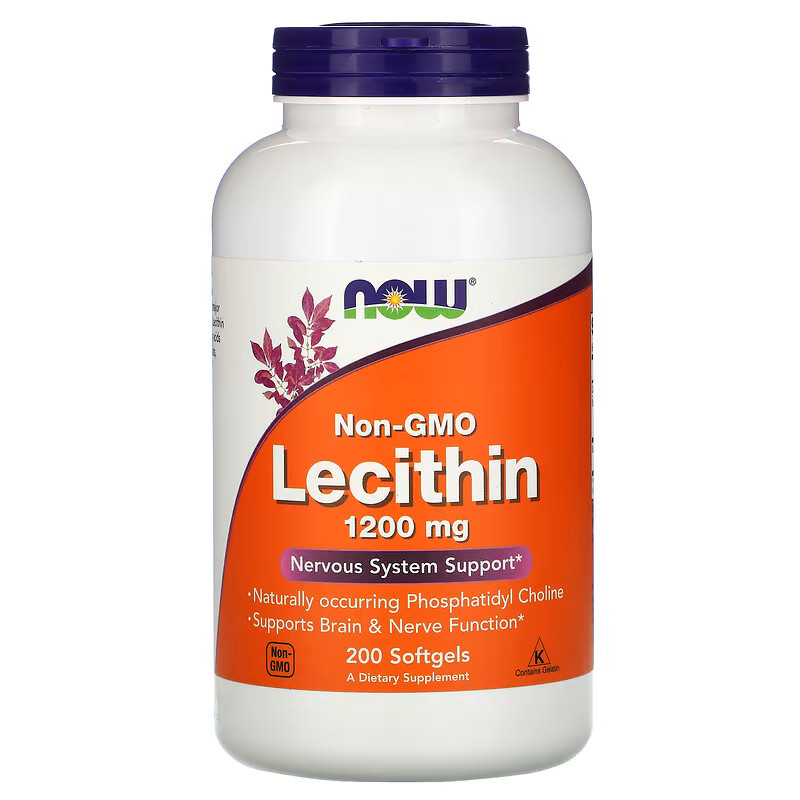 Натуральна добавка NOW Lecithin 1200 mg, 200 капсул