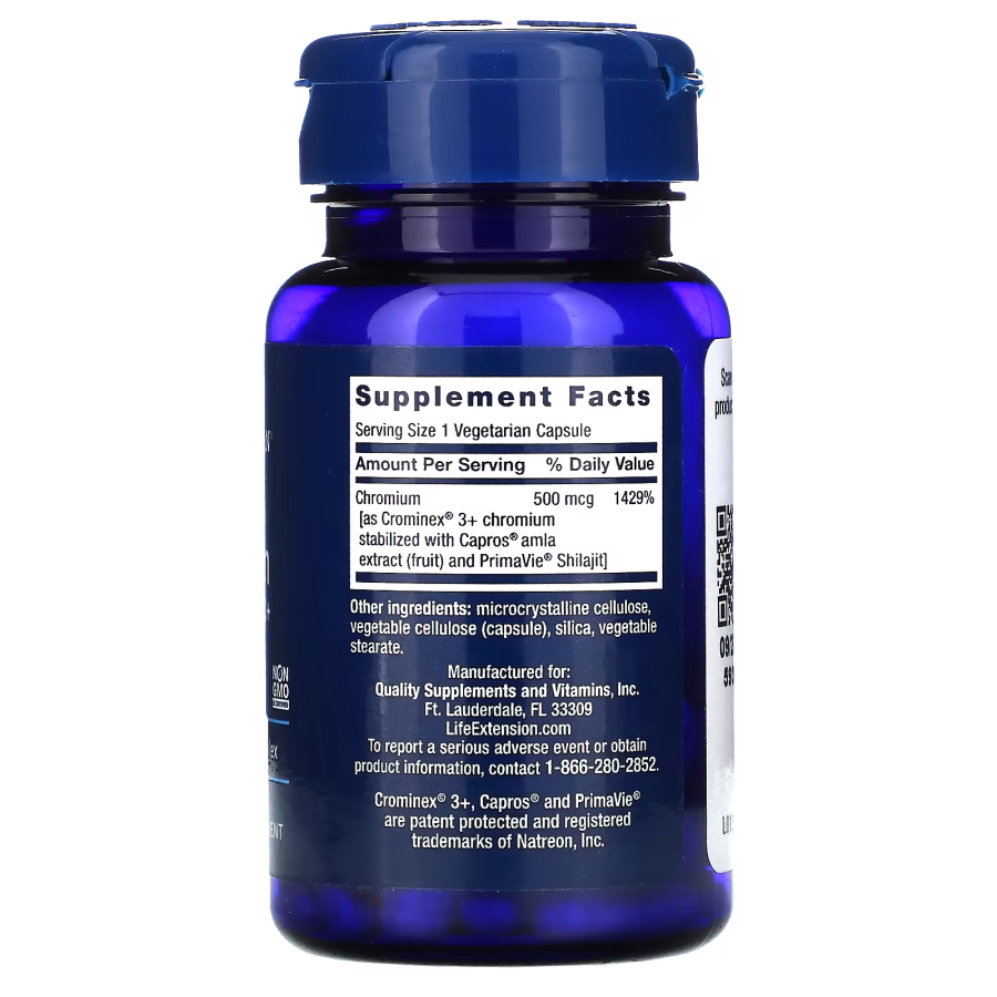 Витамины и минералы Life Extension Optimized Chromium with Crominex 3+, 60 вегакапсул. Фото 2