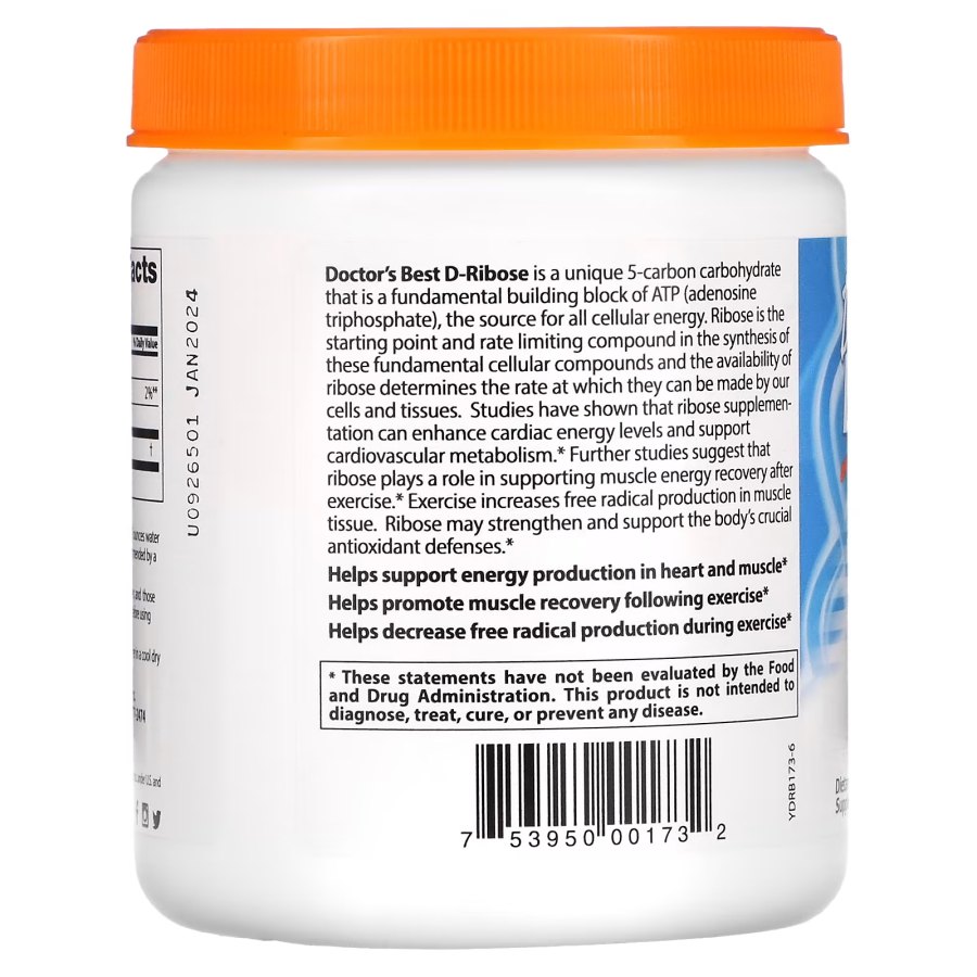 Натуральная добавка Doctor's Best Pure D-Ribose Powder, 250 грамм. Фото 3