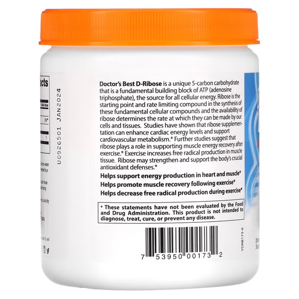 Натуральная добавка Doctor's Best Pure D-Ribose Powder, 250 грамм. Фото 3