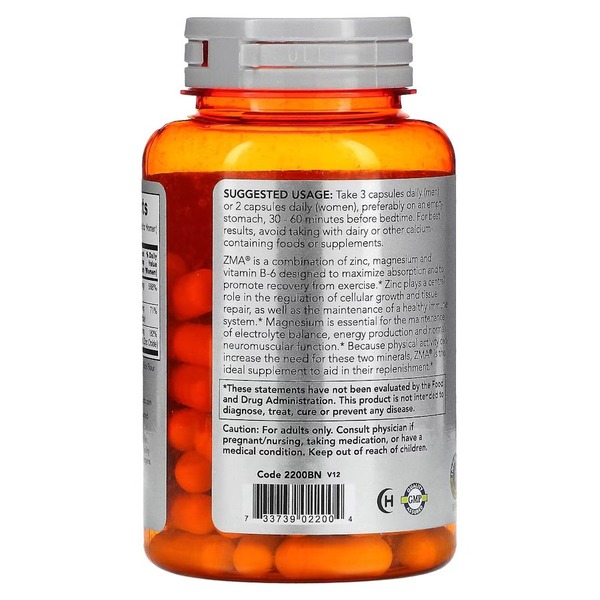Стимулятор тестостерону NOW ZMA, 90 вегакапсул. Фото 3