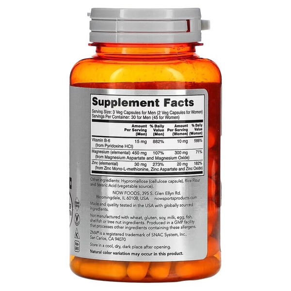 Стимулятор тестостерону NOW ZMA, 90 вегакапсул. Фото 2