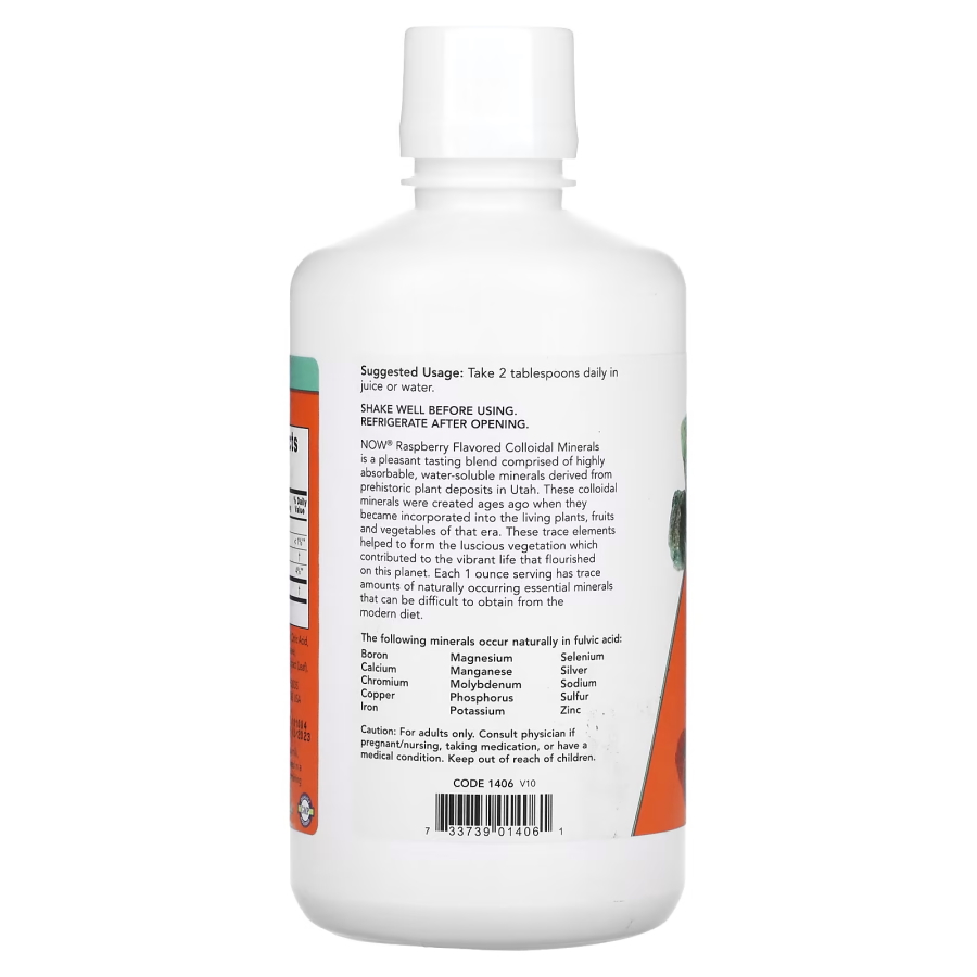 Вітаміни та мінерали NOW Colloidal Minerals Liquid, 946 мл малина. Фото 3