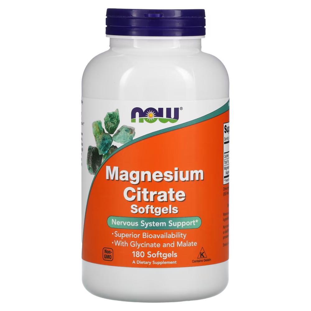 Вітаміни та мінерали NOW Magnesium Citrate, 180 капсул