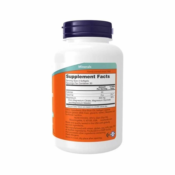 Витамины и минералы NOW Magnesium Citrate, 90 капсул. Фото 2