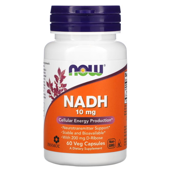 Натуральна добавка NOW NADH 10 mg, 60 вегакапсул