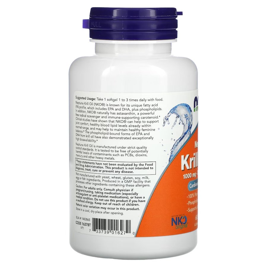 Жирні кислоти NOW Neptune Krill Oil 1000 mg, 60 капсул. Фото 3