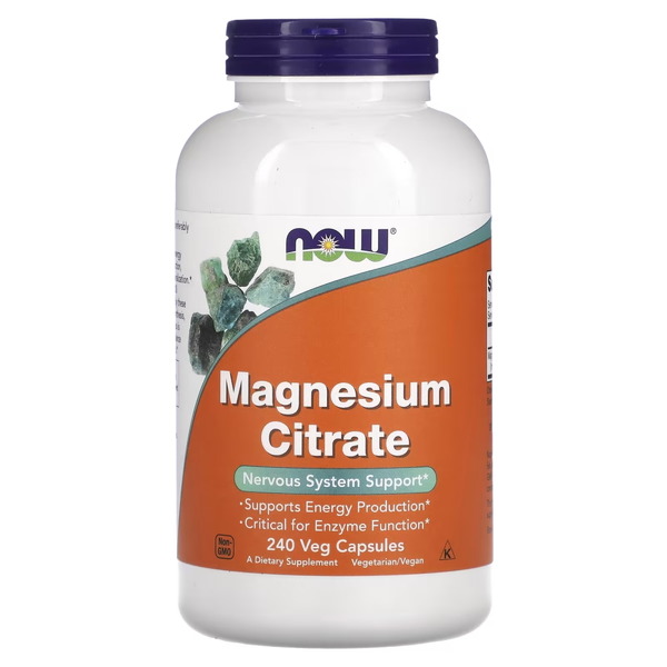 Вітаміни та мінерали NOW Magnesium Citrate, 240 вегакапсул