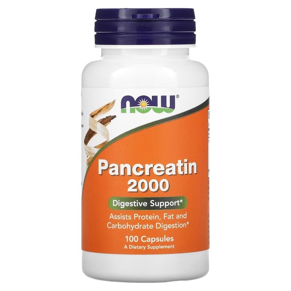 Пробіотики і пребіотики NOW Pancreatin 2000 mcg, 100 капсул