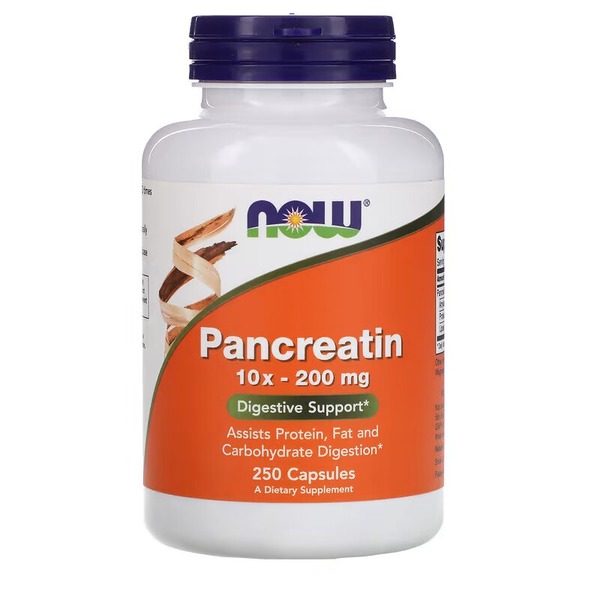 Пробіотики і пребіотики NOW Pancreatin 2000 mcg, 250 капсул