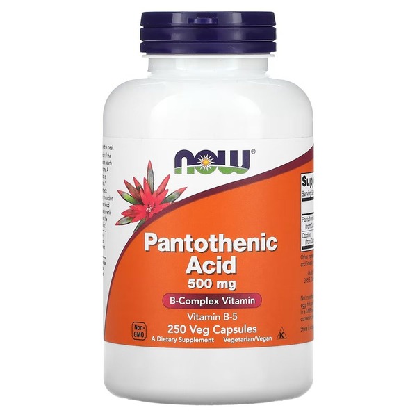 Витамины и минералы NOW Pantothenic Acid 500 mg, 250 вегакапсул