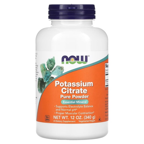 Вітаміни та мінерали NOW Potassium Citrate, 340 грам