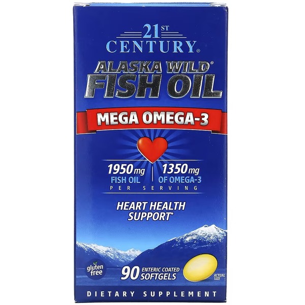 Жирні кислоти 21st Century Alaska Wild Fish Oil Mega Omega-3, 90 капсул