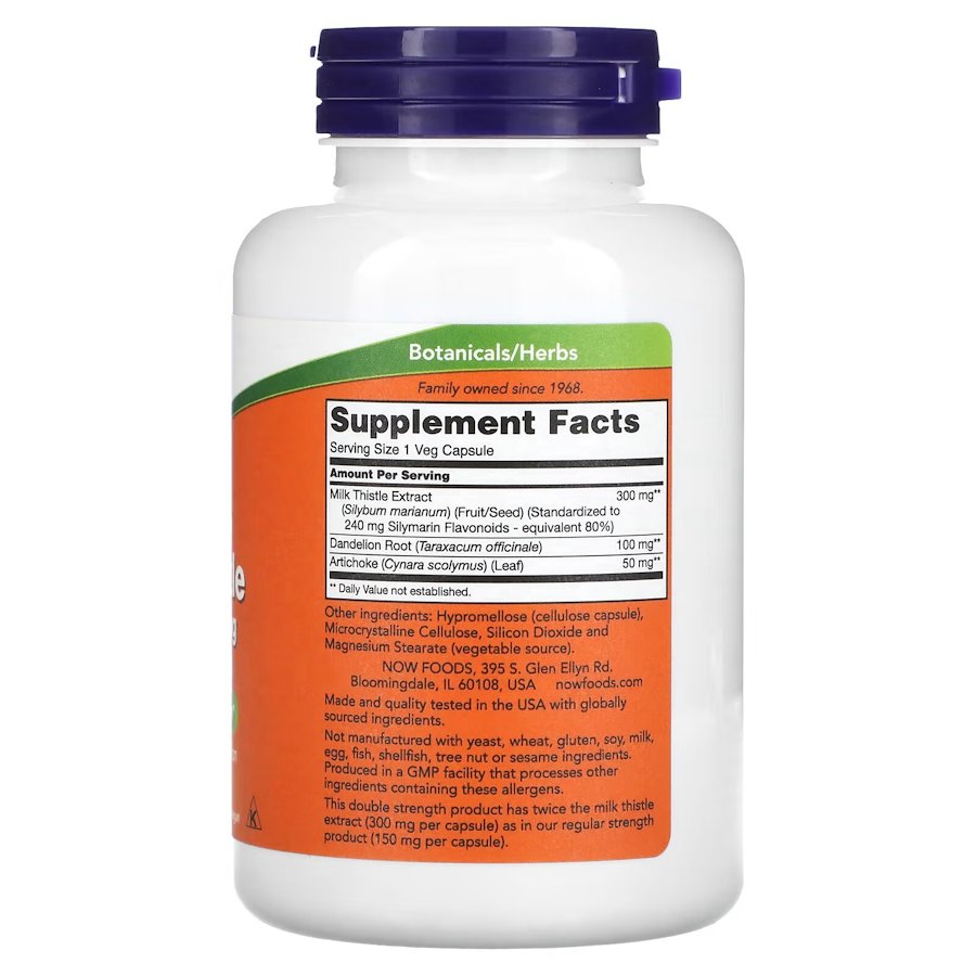 Натуральная добавка NOW Silymarin Milk Thistle 300 mg, 200 вегакапсул. Фото 2