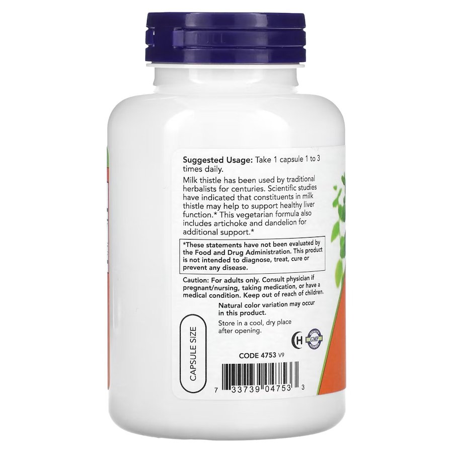 Натуральная добавка NOW Silymarin Milk Thistle 300 mg, 200 вегакапсул. Фото 3