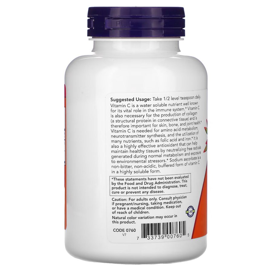 Витамины и минералы NOW Sodium Ascorbate, 227 грамм. Фото 3