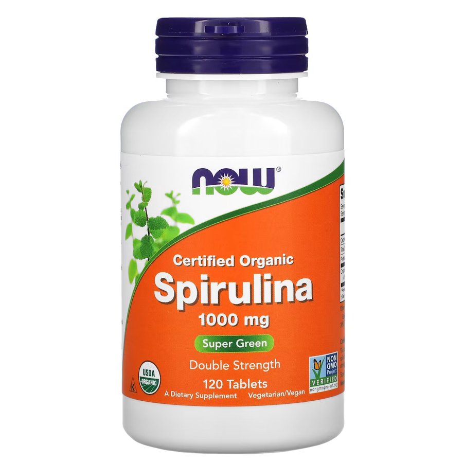 Органічна спіруліна NOW Spirulina 1000 mg Certified Organic, 120 таблеток