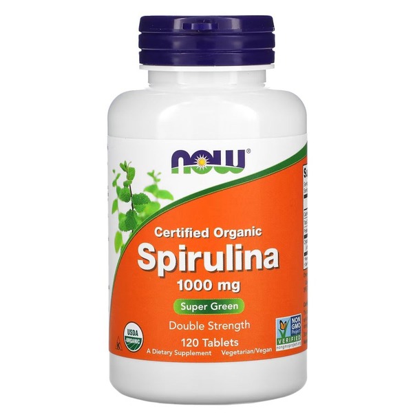Органічна спіруліна NOW Spirulina 1000 mg Certified Organic, 120 таблеток