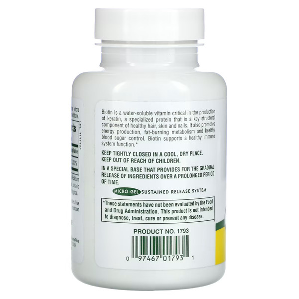 Вітаміни та мінерали Natures Plus Biotin 10000 mcg, 90 таблеток. Фото 3