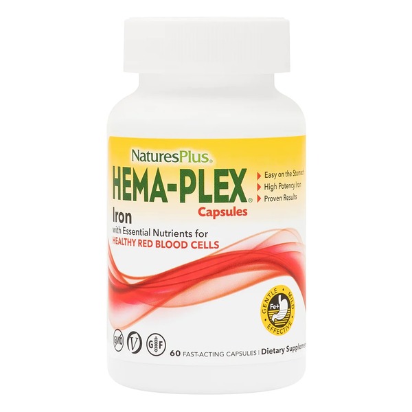 Вітаміни та мінерали Natures Plus Hema-Plex, 60 вегакапсул