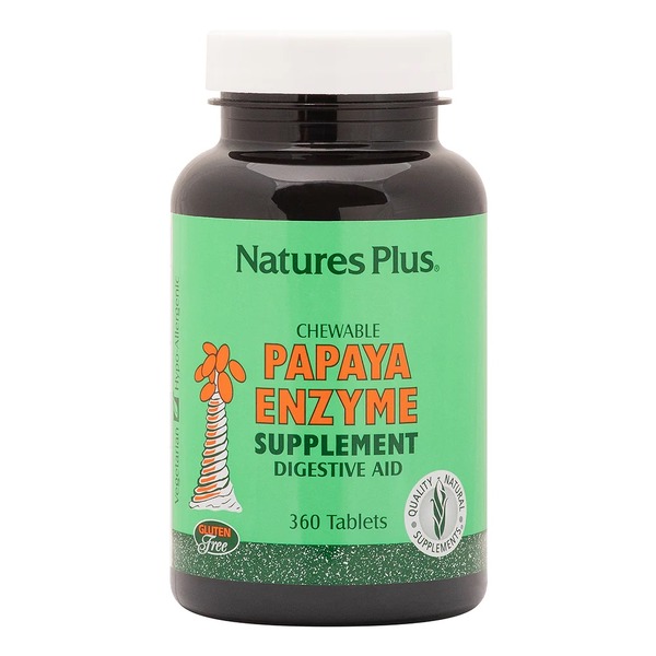 Натуральна добавка Natures Plus Papaya Enzyme, 360 жувальних таблеток